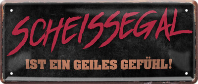 Scheissegal ist geiles Gefühl Blechschild Schild gewölbt 12 x 28 cm JKM D0535