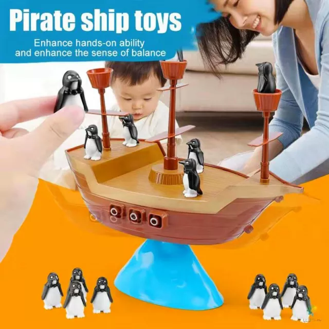 Penguin Pirate Boat Balancing Game Parent Child Interaction Educational Play Toy
