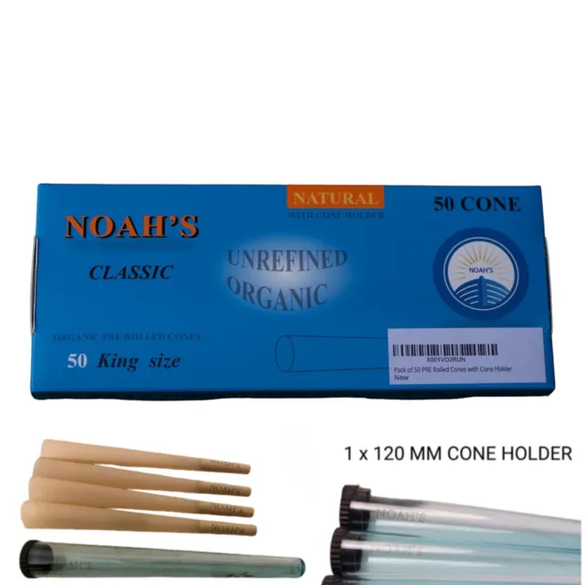 NOAHS Pack Of 50 Pre Rolled Cones Smoking Cones 110MM Includes 120MM Cone Holder