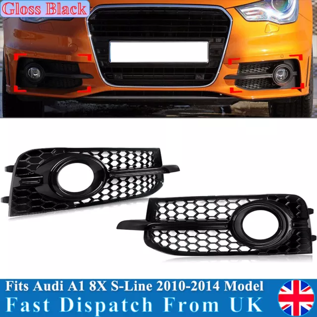 For 2010-2014 Audi A1 8X S-Line Front Honeycomb RS1 Look Fog Light Grille Covers