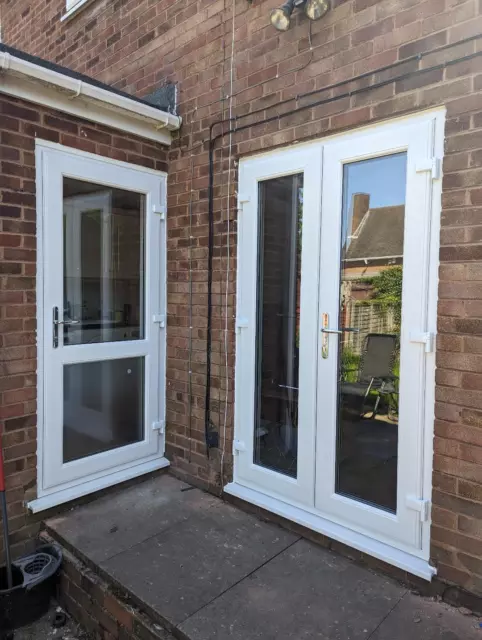 New White Upvc French Doors Front Back Doors Windows Handles Glass Free Delivery