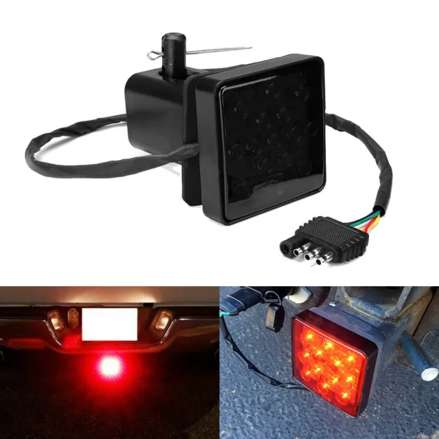 New Smoked 15-LED Brake Light Trailer Hitch Cover Fit Towing & Hauling 2" Size