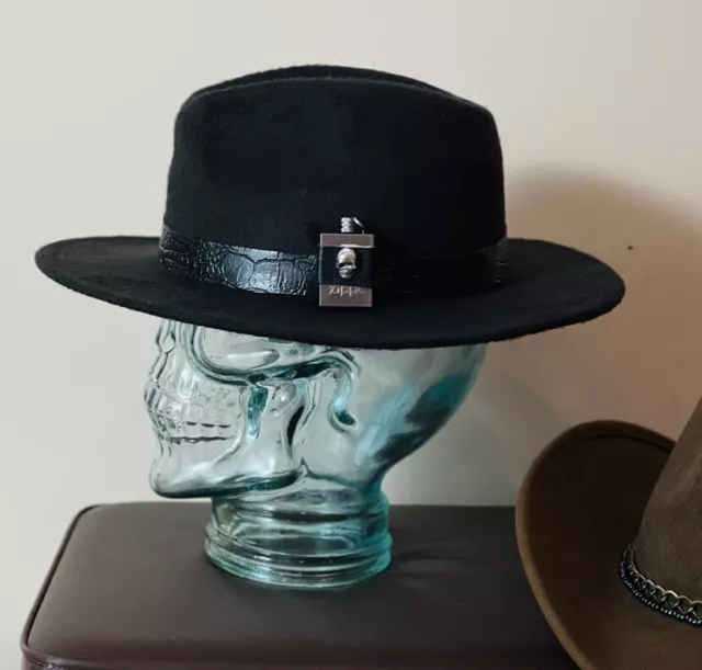 Customised Fedora Hat , Removable Emergency Zippo Lighter