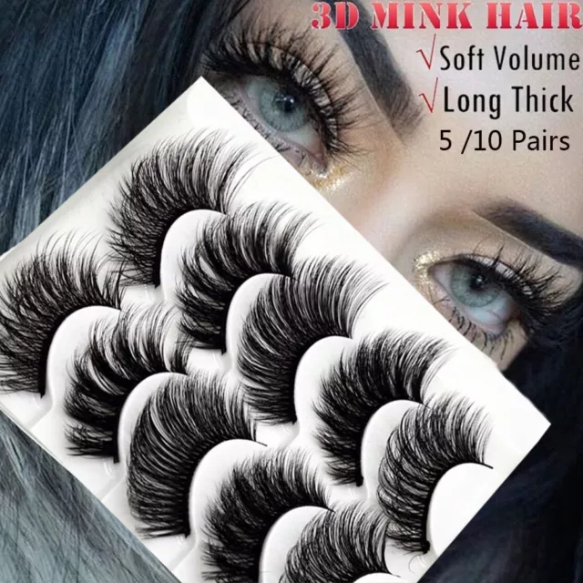 Wispy Natural Long False Eyelashes 3D Mink Hair Crisscross Extension Tools
