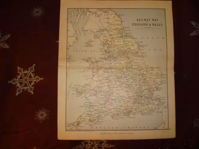 Antique England Wales Railroad Railway Map Superb Nr