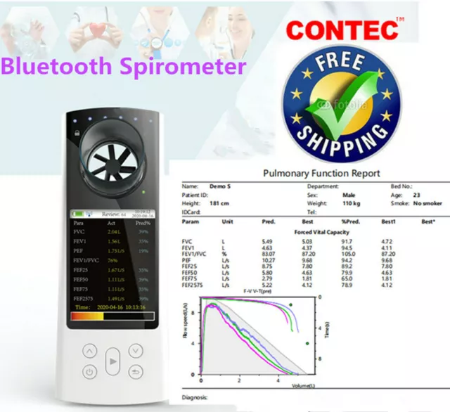 Digital Spirometer Lung Breathing Diagnostic Vitalograph Spirometry Bluetooth CE