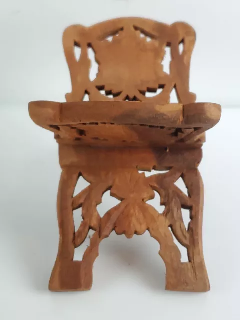 Vintage Sheesham Folding Book Stand Hand Carved Wood Made in India Ornate