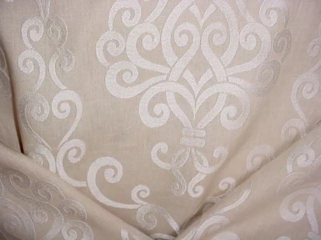 13-7/8Y Lee Jofa ED85042 Scroll Metallic Embroidered Linen Upholstery Fabric