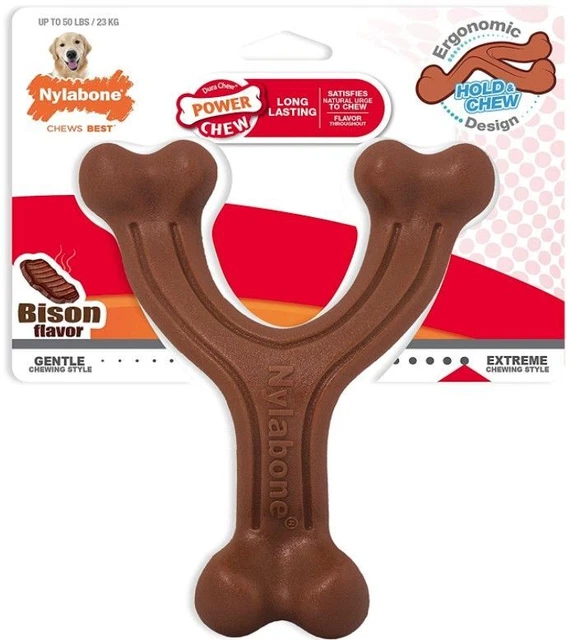 Nylabone Potencia para Morder Horquilla Perro Juguete Bison Sabor, Gigante - 1