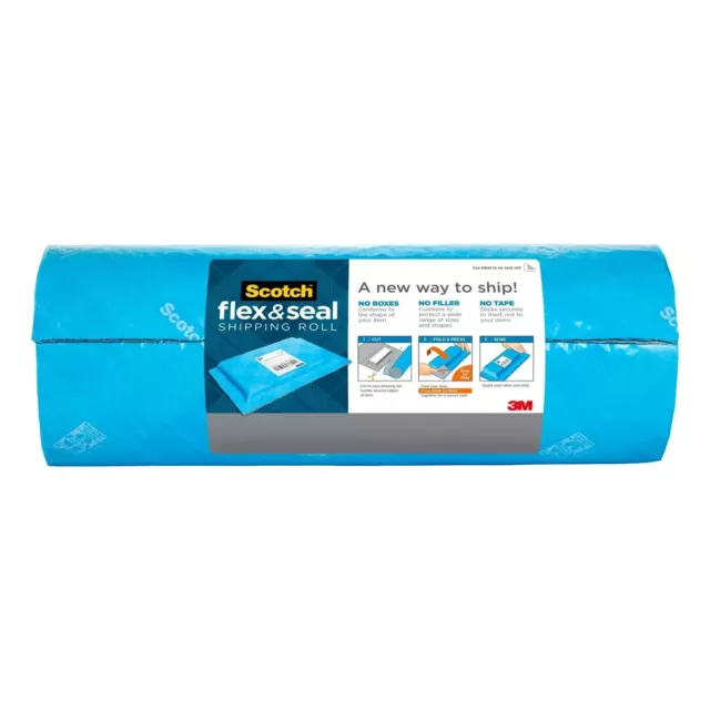 Scotch Flex and Seal Shipping Roll 10 ft x 15 in, As Easy as Cut, Fold, Press