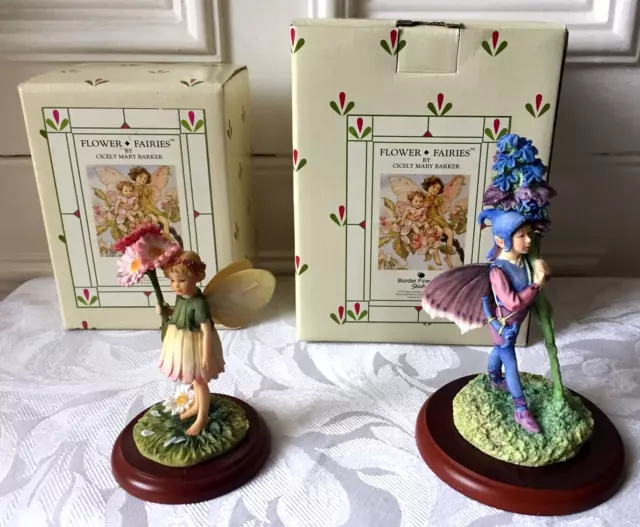 2 Flower Fairies Figurines Boxed Border Fine Arts "Bugle Fairy" + Daisy Fairy"