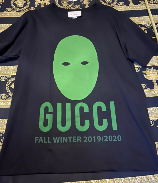 Neuf 100% Authentique Gucci Manifest Collection Ski Masque T-Shirt Taille L Noir
