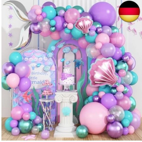 Meerjungfrau Geburtstagsdeko Für 4 Jahre – Lila Ballon-Set Mit Zahlen, Schwänzen, Sternen & Muscheln