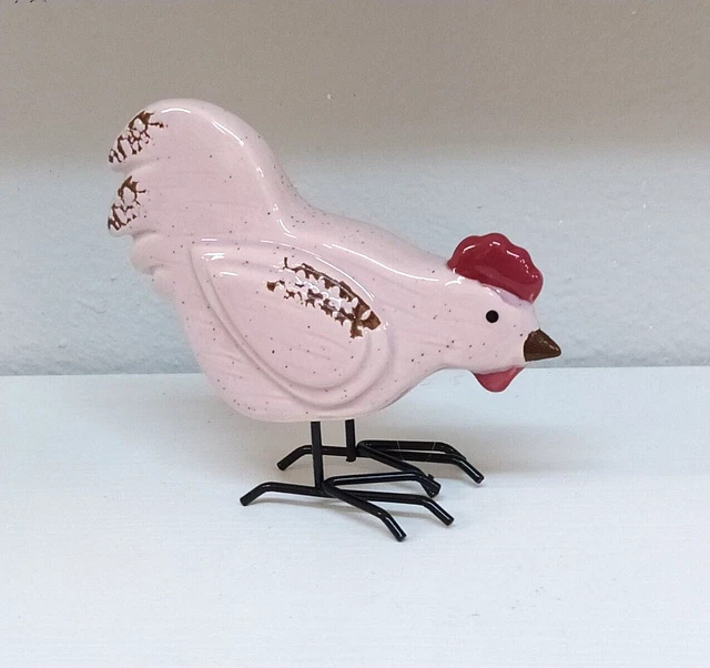 Gallina porcellana rosa soprammobile