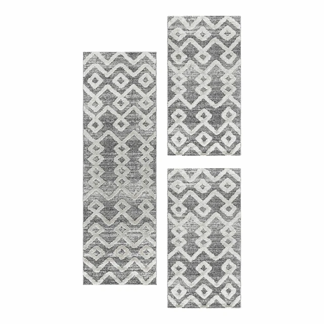 À Poils Ras Tapis Set Chambre à Coucher Tapis Inca Rugueuse Design 3 Pièces