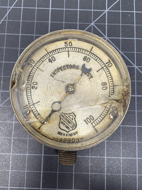 ANTIQUE ASHCROFT 100 PSI Pressure Gauge Railroad Steampunk Moon