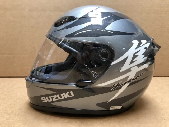 Suzuki Hayabusa Motorcycle Helmet - SHOEI - RF 1000 - Large Silver with Graphics