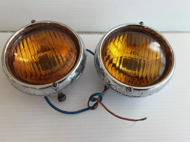 Coppia di faretti auto d'epoca cromati / fendinebbia / auto classica