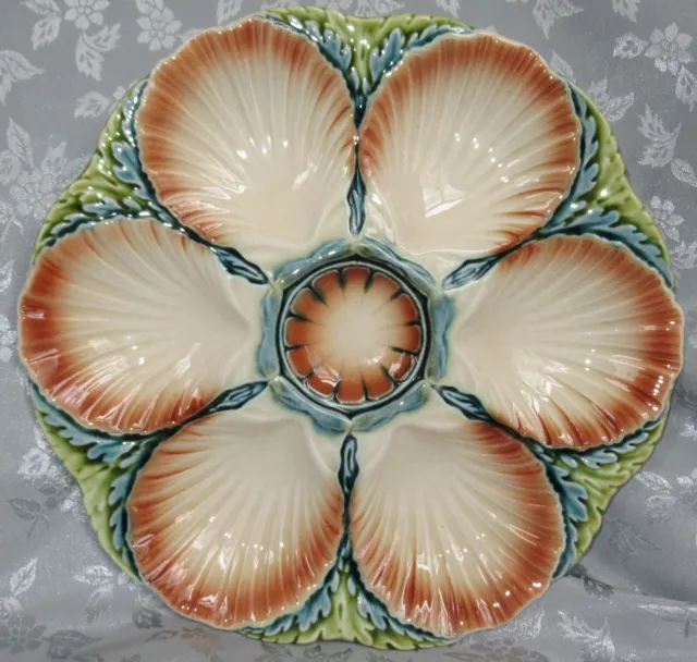 Antique French Sarreguemines Oyster Majolica Plate N° 1