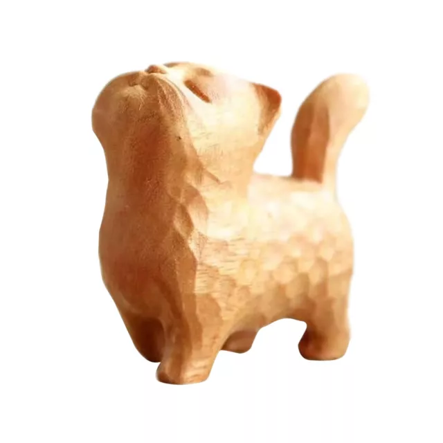 A tsundere cat -- Wooden Statue animal Carving Wood Figure Decor Children Gift