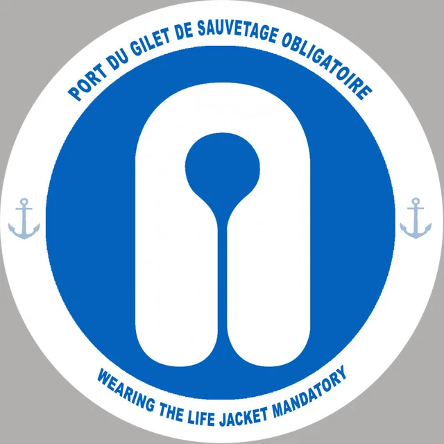 PORT DU GILET DE SAUVETAGE OBLIGATOIRE - 5cm - Sticker/autocollant