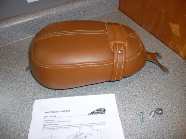 Indian Scout OEM later style leather desert tan passenger seat '15-21 excellent