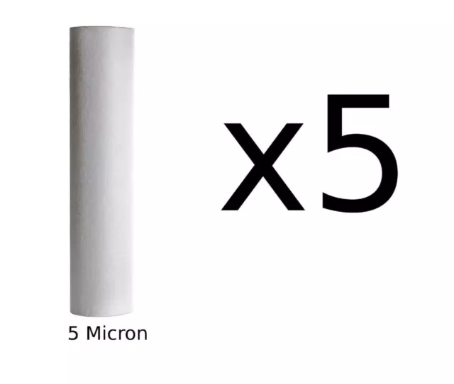 5 x New 5 micron sediment cartridge HMA Drinking Water filter standard size 10"