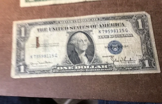 $1 Silver Certificate, Blue Seal One Dollar Bill as they come mixed 1935 & 1957