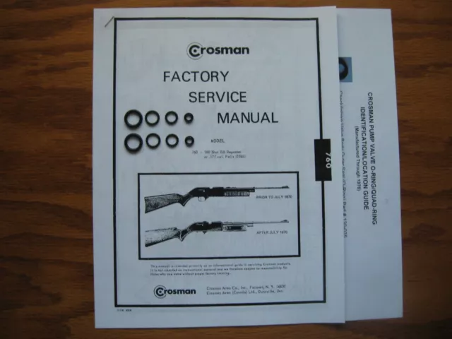 Crosman 760 Rifle (Pre 1977) TWO (2) Seal Kits - Factory Service Manual & Guide