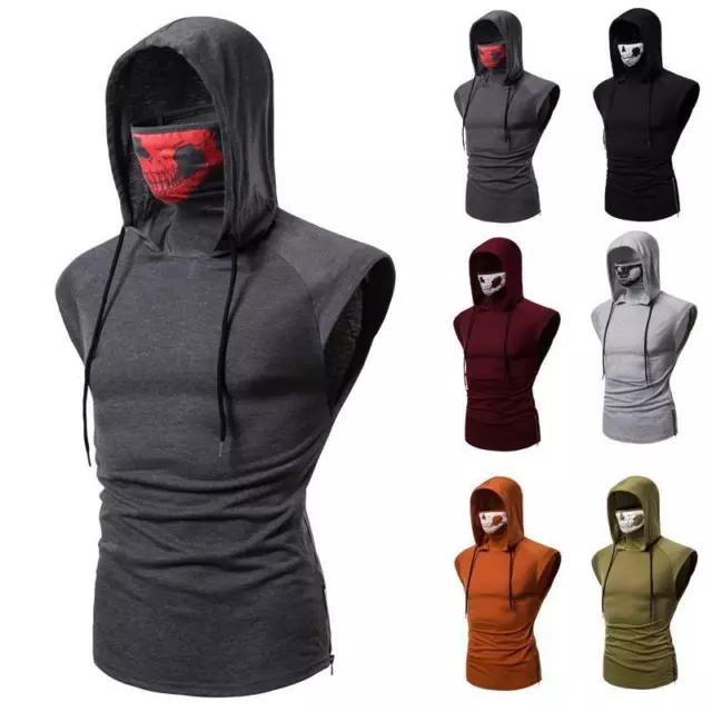 Urban Style: Masked Hooded Vest for a Sleek Look tshirt for mens
