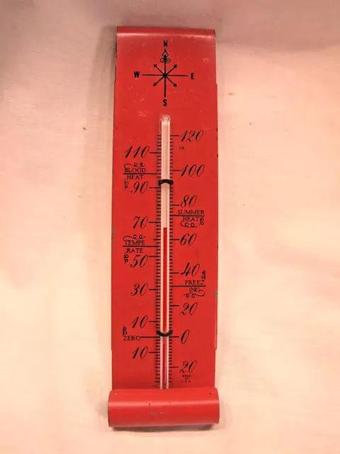 Vtg Thermometer~Blood Heat~Summer Heat~Temperate~Freezing~Salmon Tone~Pat Pend