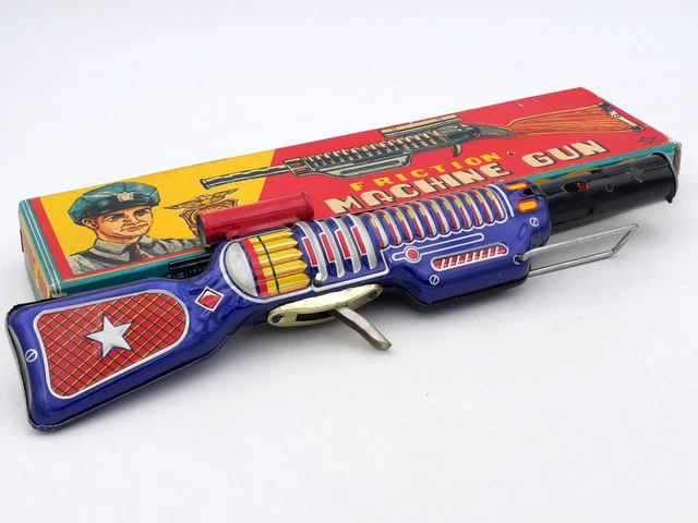 Daiya Japan Rare Fusil Mitrailleuse Friction Machine Gun Avec Sa Boite