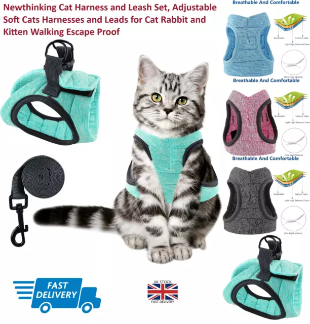 Cat Dog Harness Leash Set Light Kitten Soft Walking Jacket Running escape proof