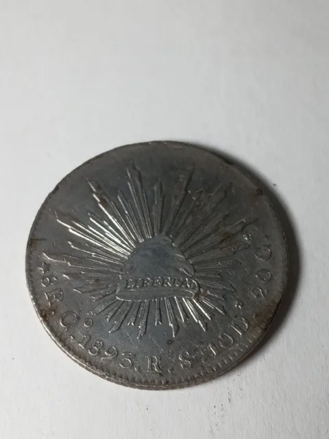 1893 Mexico 8 Reales Go RS Silver