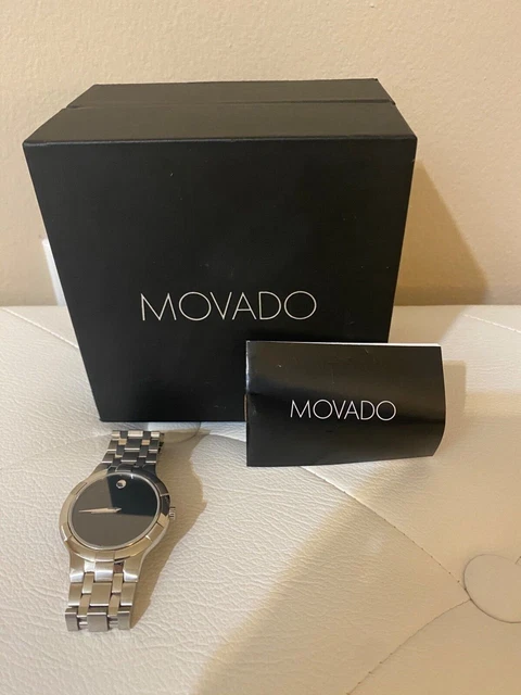 Movado Metio Stainless Steel Men's Watch With Box Model Excellent Condition