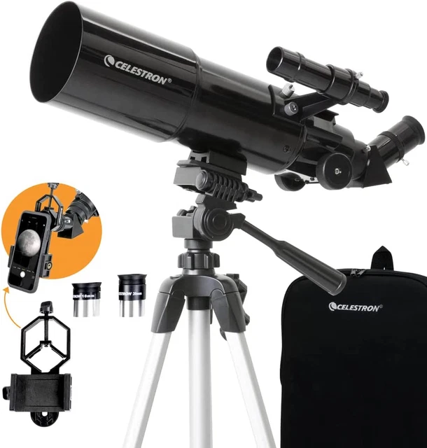 Celestron - Mira de viaje de 80 mm - Telescopio refractor portátil - Totalmente recubierto - -