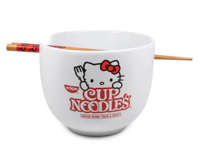 Hello Kitty Taza Fideo Japonés Vajilla Juego 20-Ounce Ramen Cuenco, Palillos De