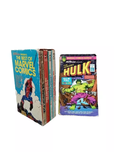 4-VOL BOXED SET Stan Lee THE BEST OF MARVEL COMICS Pocket Books PB + Hulk #2