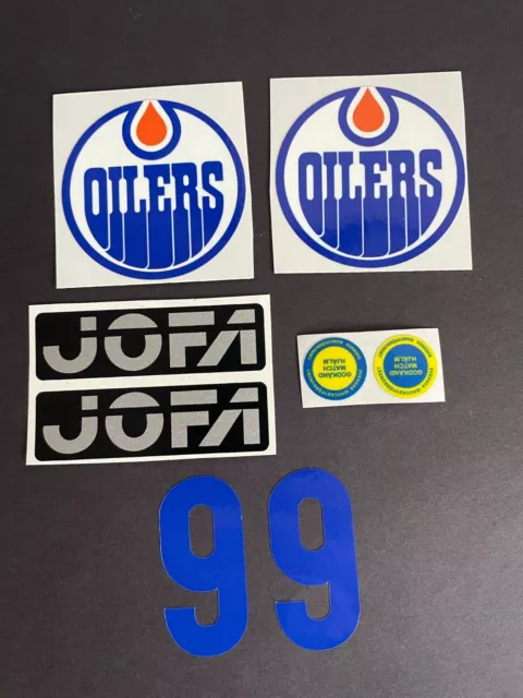 Replicated Vintage Jofa VM Helmet 225 & 235 51 Model Stickers. Gretzky Oilers 99