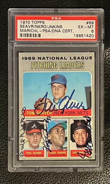 1970 Topps #69 Tom Seaver Marichal Jenkins Niekro Autograph PSA/DNA SIGNED AUTO 1970 Topps #69 Tom Seaver Marichal Jenkins Niekro Autograph PSA/DNA SIGNED AUTO