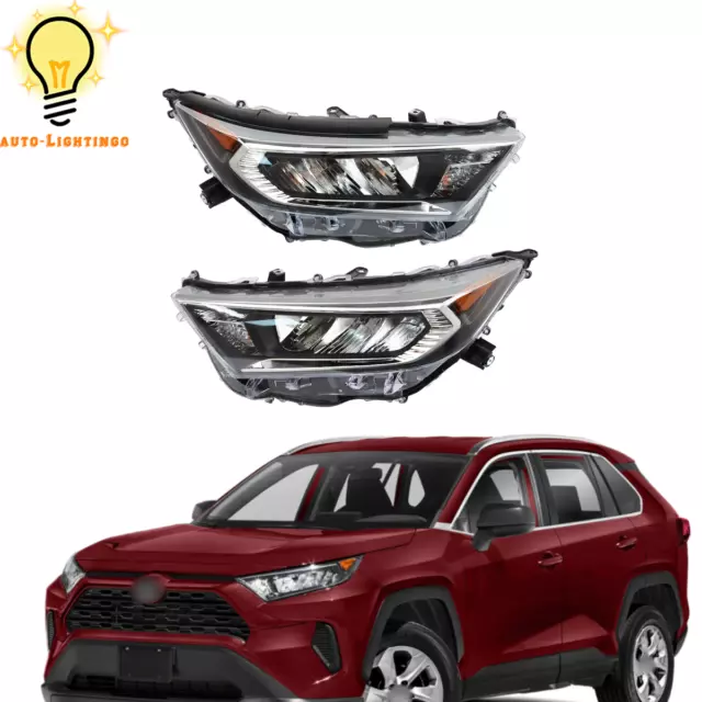 For Toyota RAV4 LE XLE 2019 2022 Left&Right Side Chrome LED Headlight Assembly
