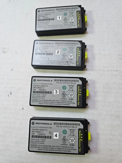 4xUsed Zebra Motorola Symbol MC3090R MC3190R Batteries P: 82-127912-01  Lot#1310
