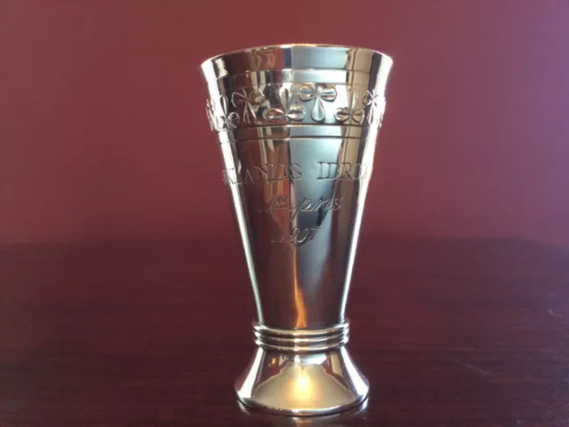 Antique Silver Cup from Sweden, Band of Clover, Award For First Prize, 1907