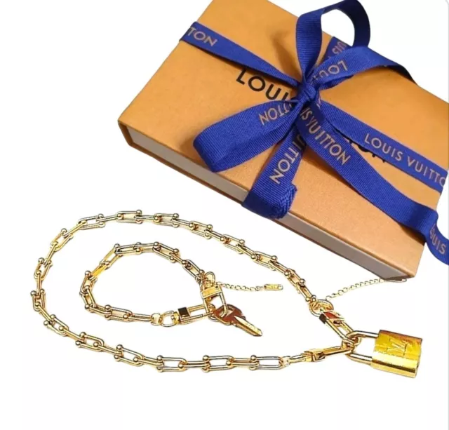 Louis Vuitton Authentic Lock & Key + Necklace  + Bracelet  & Lv Box