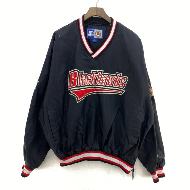 Starter Chicago Blackhawks NHL V-Neck Black Track Jacket Size L