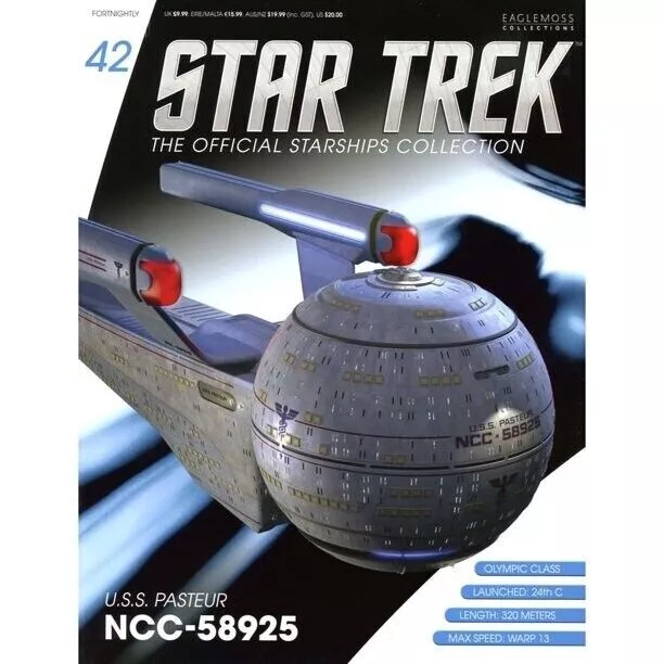 Star Trek USS PASTEUR NCC-58925 DIE-CAST & RESIN STARSHIP MODEL & MAGAZINE NMIB!