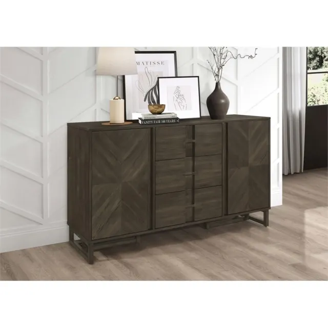 Coaster Kelly 3-drawer Wood Storage Dining Sideboard Server in Dark Gray