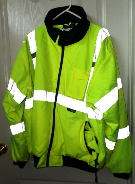 Hi-Vis Majestic Safety Bomber Reflective Jacket Fleece liner w/ hood NEW