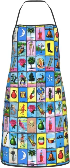 Gregtins Colorful Mexican Loteria Cards Apron Bib Apron with Pocket Funny Kitche