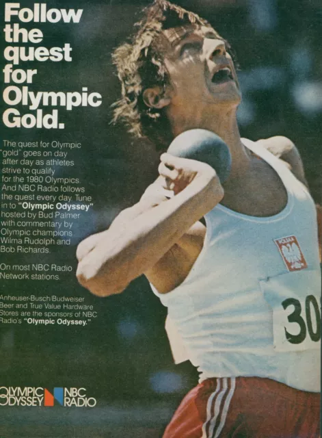 1979 NBC Radio Olympic Odyssey Shot Put Poland Athlete Vtg Print Ad SI14